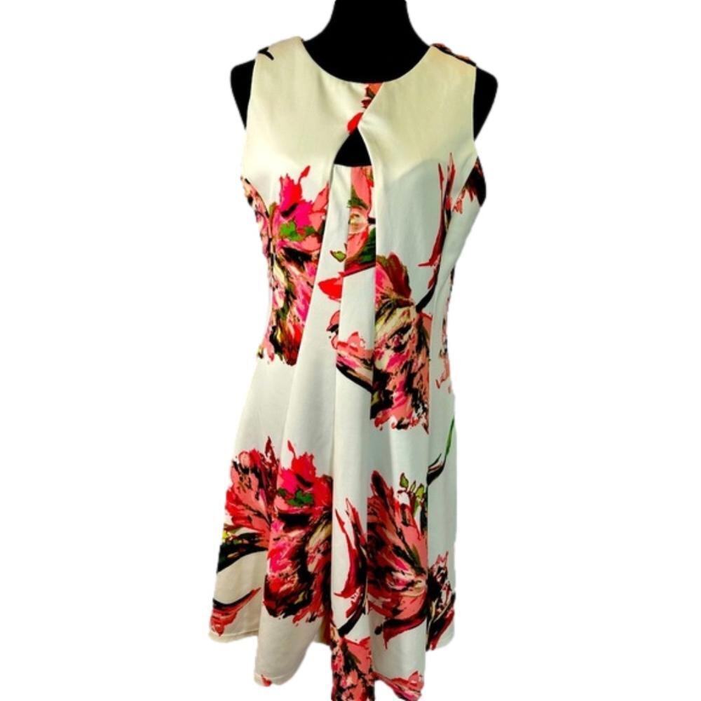 Gabby Skye Floral Print A-Line Dress - Size 14